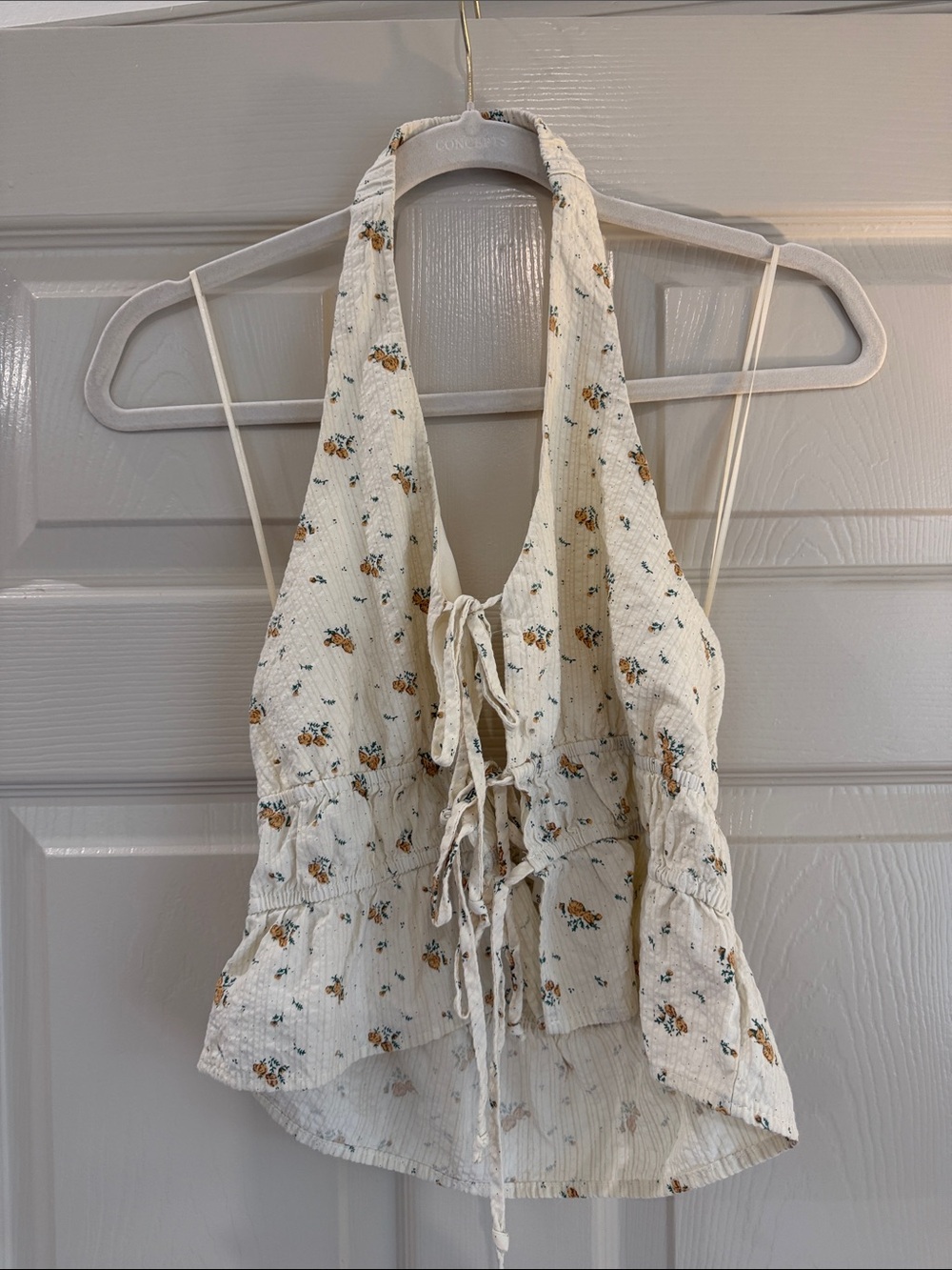 Cream Floral Halter Top